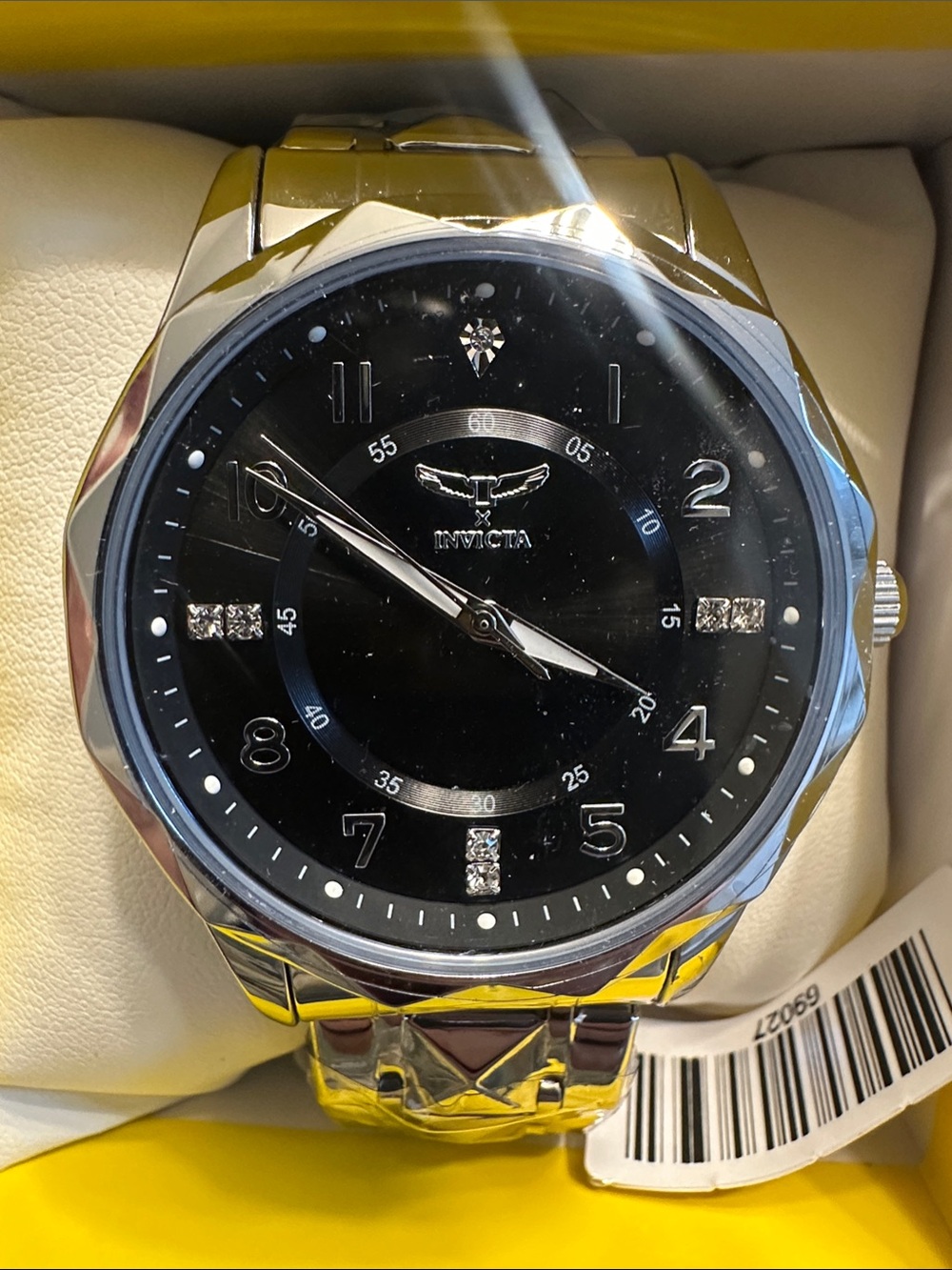 Invicta Silver and Black Men's Stainless Steel Watch